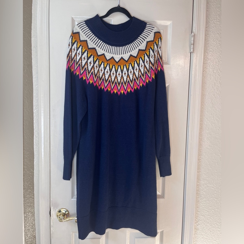 NWT Old Navy Blue Patterned Knit Dress